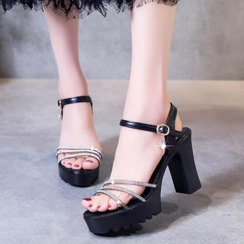 Rhinestone summer high heels sandals women thick platform shoes Woman Platform Sandals Roman Ladies Shoes Gladiator Heel Pumps
