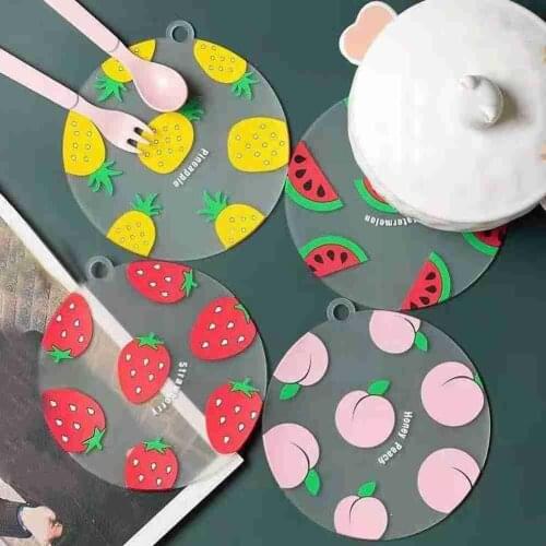 Creative Kitchen Cute Cartoon Fruit Placemat Strawberry Coaster Insulation Silicone Tableware Watermelon Tools Pineapple Ki J3G8