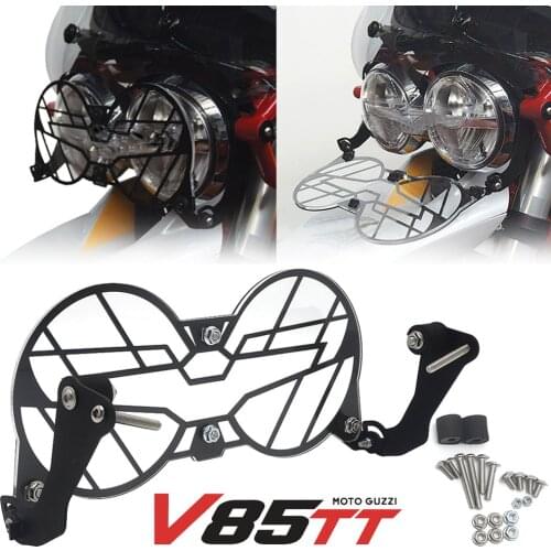 V85TT NEW Motorcycle Folding Headlight Guard Protector Grill Double Protection For Moto Guzzi V85 TT