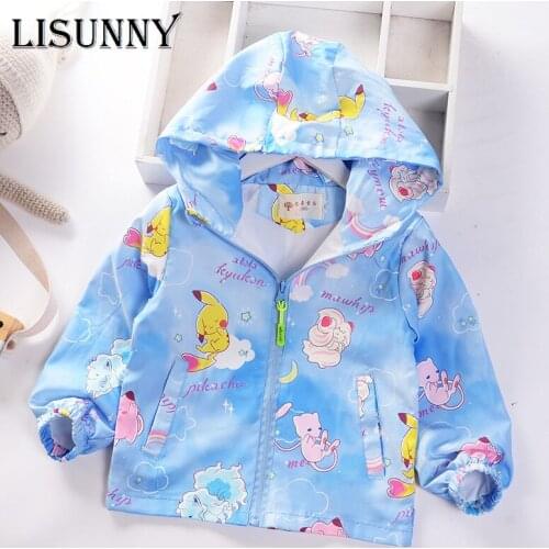 Spring Autumn 2021 Children Coat Baby Girl Cartoon Hooded Windbreaker Jacket Kid Zipper Cardigan Outdoor Toddler Boy Jacket 1-6y