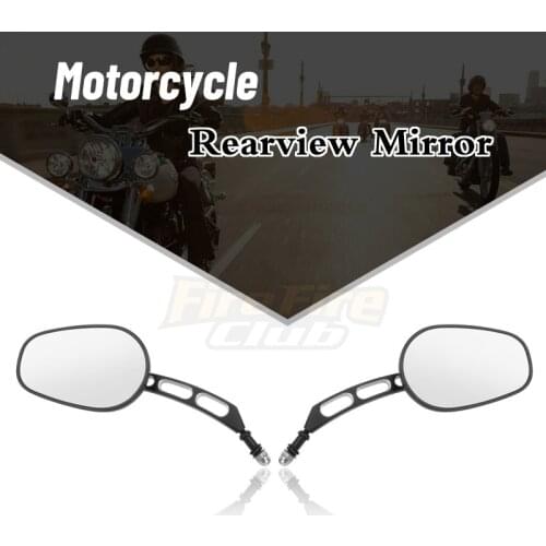 Universal 8mm Motorcycle Accessory Black Aluminum Rear View Mirrors For Harley Touring Road King 883 1200 48