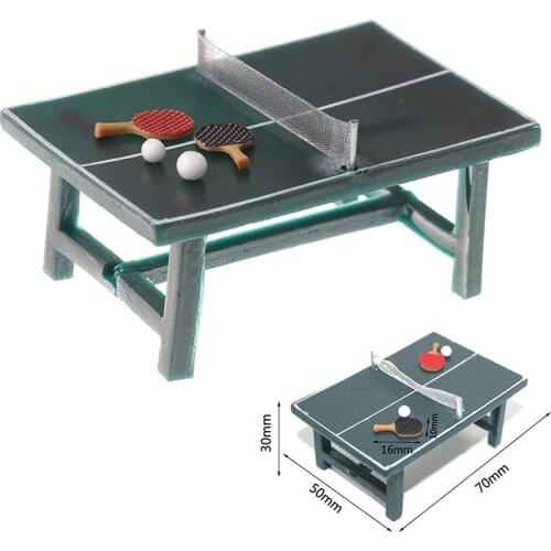 1/12 Dollhouse Table Tennis Ball Mini Ping Pong Table With Balls & Rackets Doll House Decoration