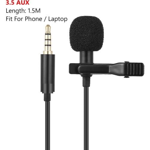 1.5m USB Type C 3.5mm Lavalier Clip-on Voice Tube Lapel Lavalier Microphone Mic Free Wired Condenser For Smart Phone PC Laptop