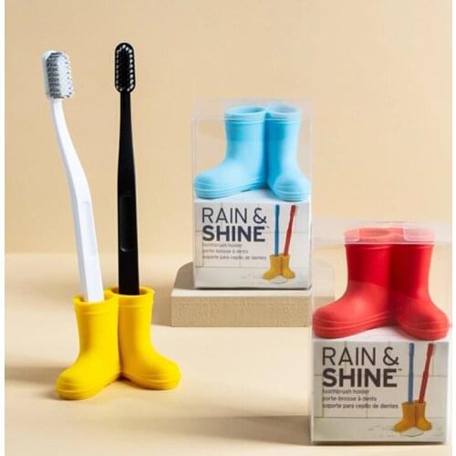 1pc Creative Silicone Toothbrush Holder Rain Boots Organizer Cartoon Brush Dispenser Stand Rack Bathroom Accessories