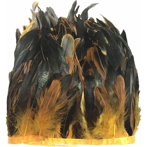1yards Natural Dyed Rooster Feathers Trim Fringe Diy Plumas Needlework for Jewelry Making Decoration Wedding Dress Crafts Plumes