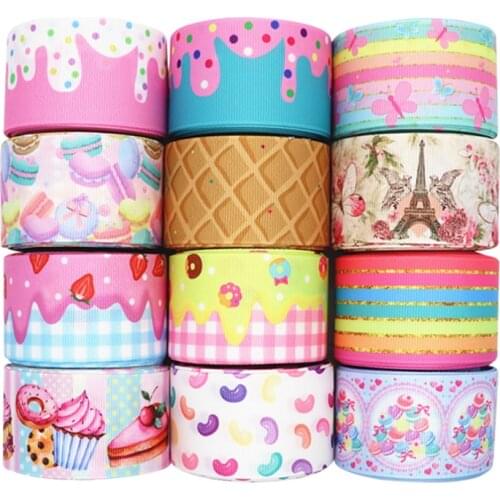 10 Yards 1.5'' (38MM) Cake,Rainbow Printed Grosgrain Ribbons For Hair Bows DIY Handmade Materials Y19082302