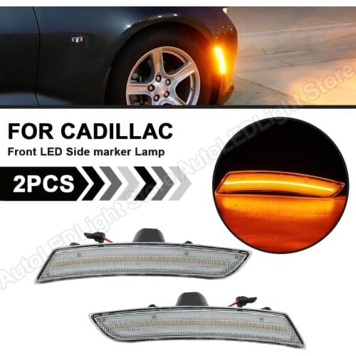 2Pcs For 2015 2016 2017 2018 2019 Cadillac ATS CTS CTS-V Amber Light Front Bumper Fender LED Side Marker Light Lamp Auto Lights