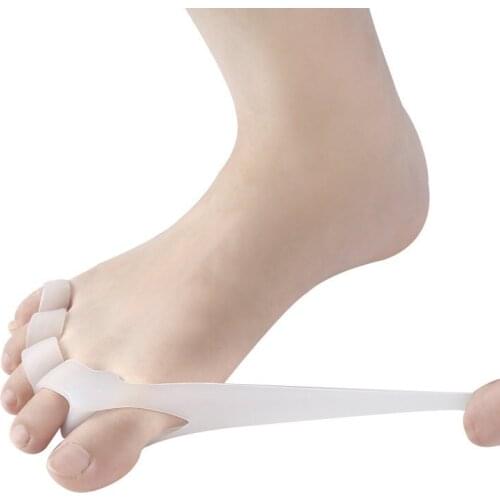 2pcs=1pair Toe Separator Soft 5-hole Hallux Valgus Straightener Orthodontic Silicone Toe Cover Foot Care Tool Orthopedic Insole