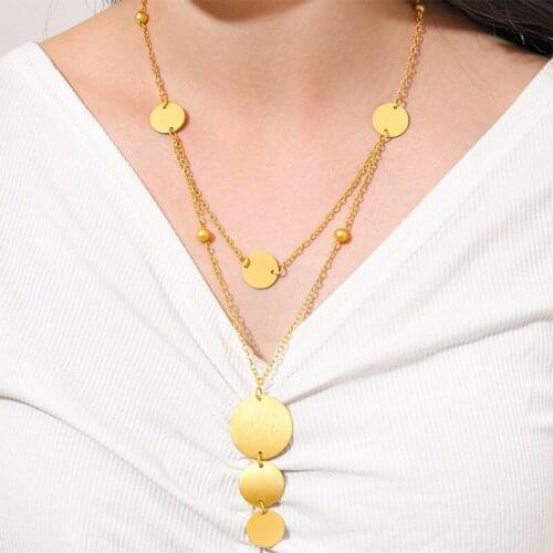 2 Pcs/Set Women Necklaces Set Simple Frosted Round Bead Chain Clavicle Chain Gold Necklace Fashion Wedding Party Jewelry