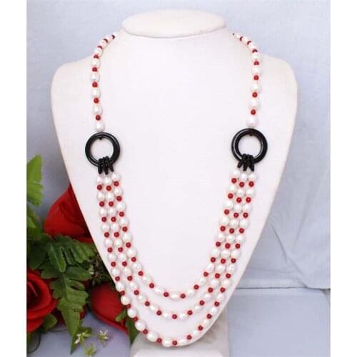 2 Styles 3 Row 8-9mm Natural Freshwater Pearl Jewelry Women Necklace Costume Bridal Jewelry Coral Beads Party Gift Accessories