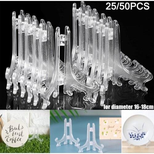 25/50 Pcs Plastic Easel Display Stand Holders for Bowl Dish Pictures Place Cards or Other Items Home Wedding Art Rack Decoration