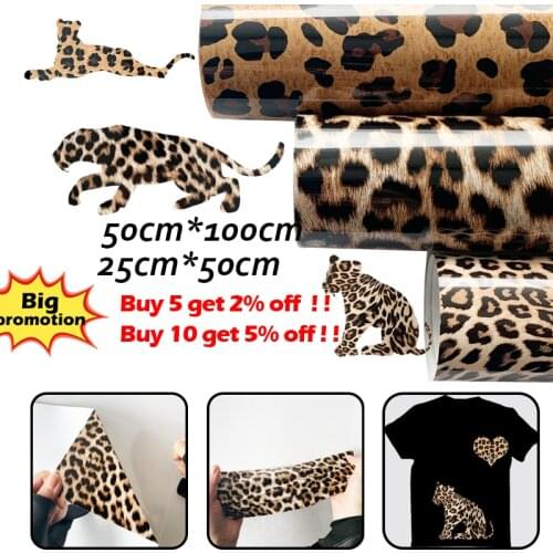 25CM*100CM/50CM*100CM Leopard Patter PU Heat Transfer Vinyl Film Iron On Vinyl Heat Press Machine Cutting Plotter T-Shirt DIY
