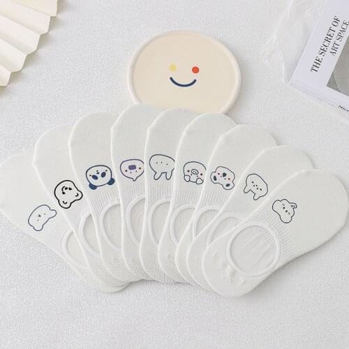 3 Pairs Of Cotton Womens SocksWomens Casual Cartoon Animals, Silicone Non-slip Invisible Funny Girl And Ankle Cute Socks