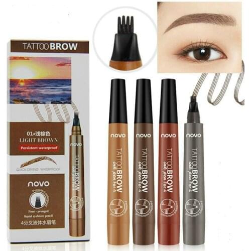 4 Color Eyebrow Pen Long Lasting Water Eyebrow Pencil Four-head Eyebrow Pencil Liquid Eyebrow Pencil Waterproof and Sweat Proof