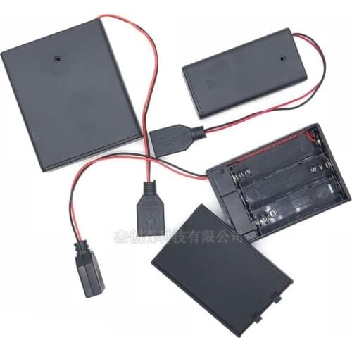 AA battery box No. 5 2/3/4/6/8 series 3V4.5V6V9V12V power supply box with cover switch USB plug output