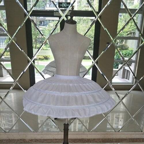 Hoops White Petticoat Wedding Gown Dress Underskirt Elastic Waistband Drawstring A-Line Skirt Ruffles Edge