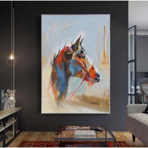 Frameless pictures painting hand painted canvas cartoon drawing diy oil painting Colorful horse