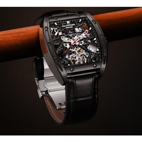 Men Fashion Business Watches Military Leather Luminous Sport Tourbillon Mechanical Analog Mens Clock Wrist Watch relogio