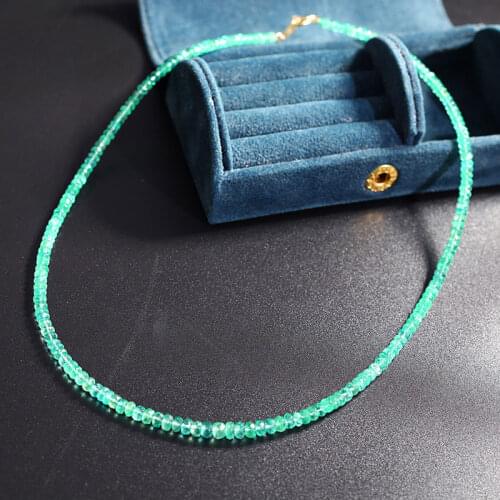 DMBS424 18K gold Genuine Gemstones emerald clavicle chain gemstone necklace female colored gemstone handmade design