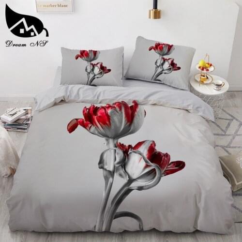 Dream NS 3D Big Red Rose Rose Flower Floral Bedding Sets Wedding Duvet Cover Sheet Pillow Cases Bed Set