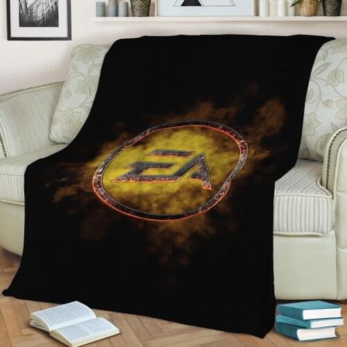 EA Throw Blanket Print on Sherpa Blankets Soft for Sofa Customized DIY Plush Thin Quilt
