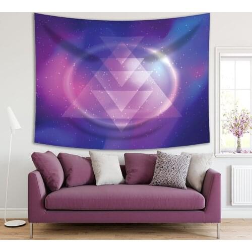 Tapestry Abstract Cosmic Background Stars with Geometric Pattern Galaxy Astronomy Theme Art Blue Fuchsia