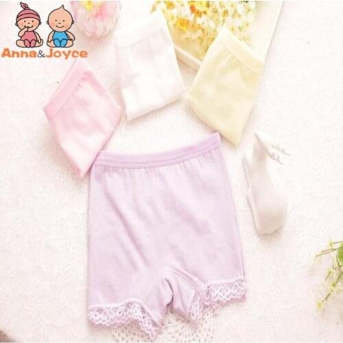 12pcs/lot Cotton lace pants children underwear girls safety candy color solid four shorts fTNN0070