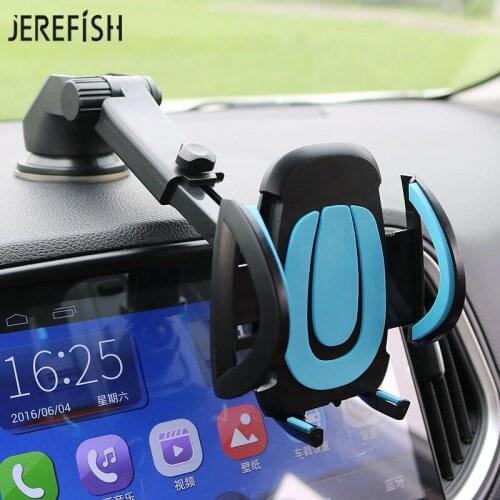 JEREFISH Car Phone Holder Smartphone Accessories Mount Stand Soporte Celular Para Auto Dashboard Suction Cup Windshield Glass