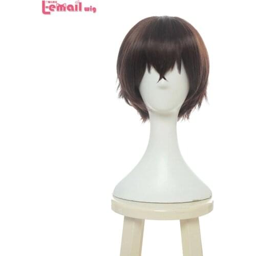L-email wig Bungo Stray Dogs Osamu Dazai Cosplay Wigs 30cm Short Straight Heat Resistant Synthetic Hair Perucas Cosplay Wig