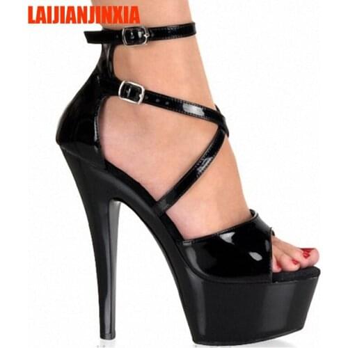 LAIJIANJINXIA Crystal Ankle Strap 15CM Sexy Super High Heel Platforms Womens Dance Shoes, Pole dancing Shoes