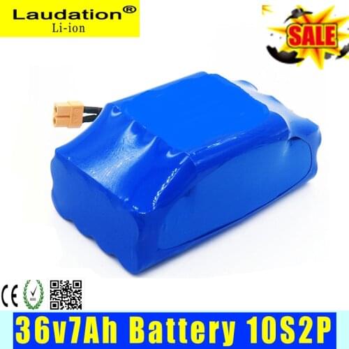 Laudation 36v Battery 7ah 18650 10s 2p High Capacity 36 volt Lithium Ion Battery Pack with BMS for 2-Wheel Scooter Twisting Car