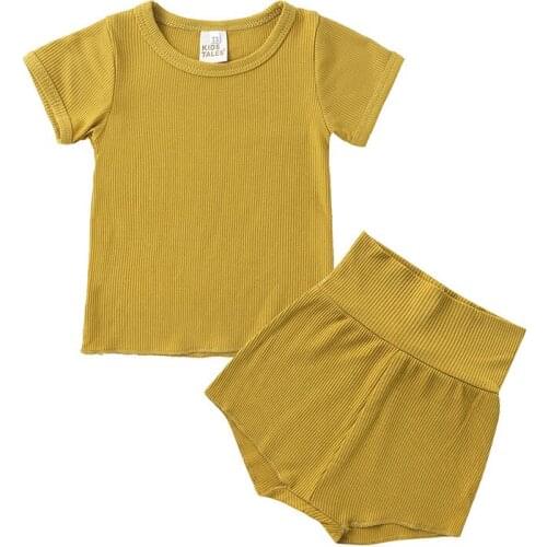 16 Colors Baby Boy And Girl Clothes Summer Short Sleeve T-shirt+ Shirts Kids Clothes Girls Pajamas Outfits Suits 1 2 3 4 Years