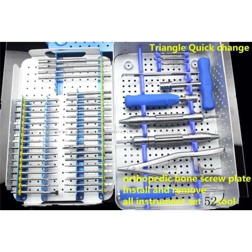 Medical orthopedic instrument bone screw plate Install remove all instrument set 52 tool kit Slip Broken Extractor screwdriver