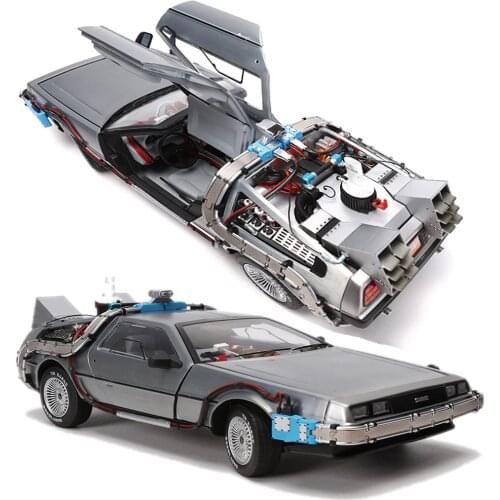 1/18 Scale Alloy Car Diecast Model Part 3 Time Machine DeLorean Vehicle Metal Toy Welly Back To The Future F Kid Children Gifts