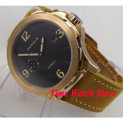 44mm Parnis date luminous golden case 5ATM resistance sapphire glass ST2555 mens watch 781