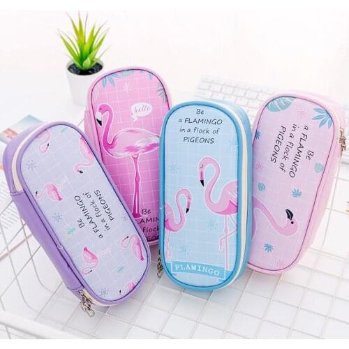 1 Pcs Cute Flamingo Pencil Case High Capacity Zipper Big Pencil Bag Kawaii School Stationery Storage Supplies Escolar Child Gift
