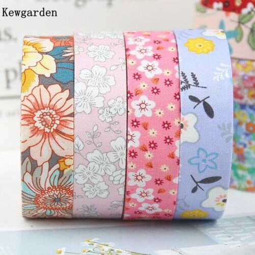 Kewgarden Floral Fabric Layering Cloth Ribbon 1" 3/8" 25mm 10mm DIY Hairbow tie Brooch Accessories Handmade Flower Tape 10Meters