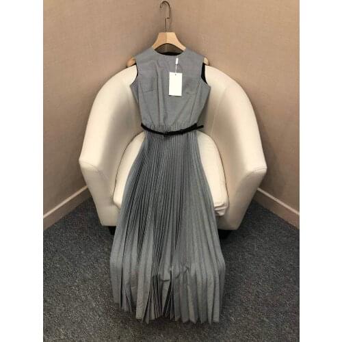 Luxury Design 2021 Winter Collection Wool Blend Sleeveless Timeless Houndstooth Print Midi Belted Dress