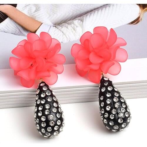 New Arrival Resin Flower Water Drop Earrings Korean Personality Sweet Dangle Earrings For Women Jewelry Wholesale