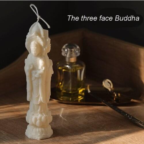 Three-Face Buddha Silicone Mold DIY Avalokitesvara Aromatherapy Candle Scented Plaster Lotus Handmade Epoxy Gypsum Crafts