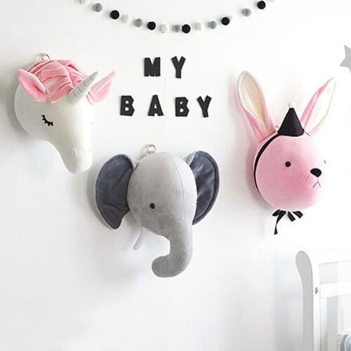 Elephant Rabbit Stuffed Toys Animal Head Baby Room Wall Decor Swan Wall Decoration Flamingo Ballet tulle Doll Birthday Gift Deer