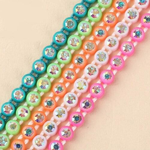 Taidian SS6 AB Color Rhinestone Banding 10 yards/lot Dress Diamante Trimming Rhinestone Chain For Shoe Bag Garment