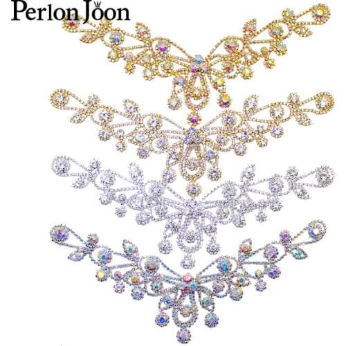 DIY welding Crystal patch Rhinestone Neckline for the wedding dress skirt flashing hand sewing Clothing Accessories YL001