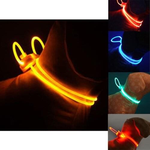 1 Pcs LED Pet Collar Adjustable Pet Safety Hauling Cable Night Collar Luminous Lamp For Pet Dogs Bright Collar Leash Waterproo