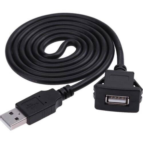 1 m/3.3ft USB Panel Flush Mount Cable USB2.0 A Male to USB2.0 A Female Car Mount Extension Cable for Car Truck Boat Motorcycle