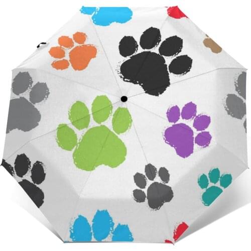Wind Resistant Folding Automatic Umbrella Women Auto Colorful Animal Paw Windproof Umbrellas Rain For Men Parasol