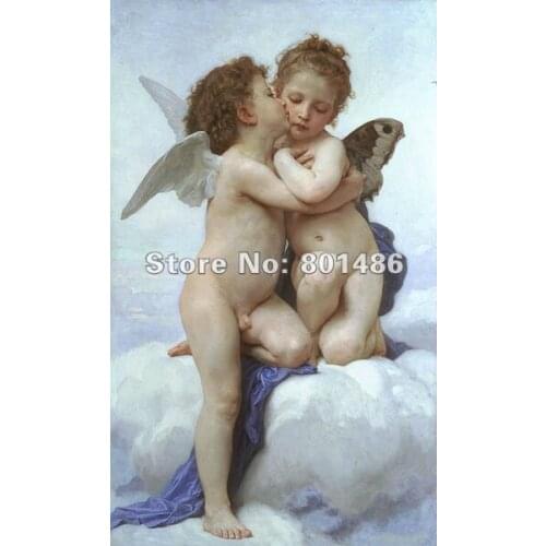 Handmade high quality painting reproduction First Kiss by William Adolphe Bouguereau Perfect love gift for Anniversary,Wedding