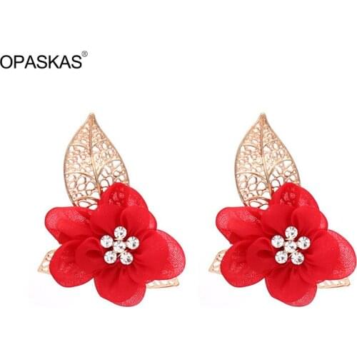 Red Flower Hairpin Hand-Made Faux Rhinestone New Year Clip Alloy Hairclip Wedding Toasting Clothing Accessories PT