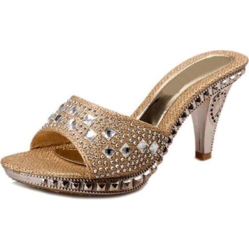 VTOTA Female Slippers High Heel Sandals Platform 2017 Rhinestone Sandalias Mujer Sapato Feminino Women Shoes Slippers Women R43