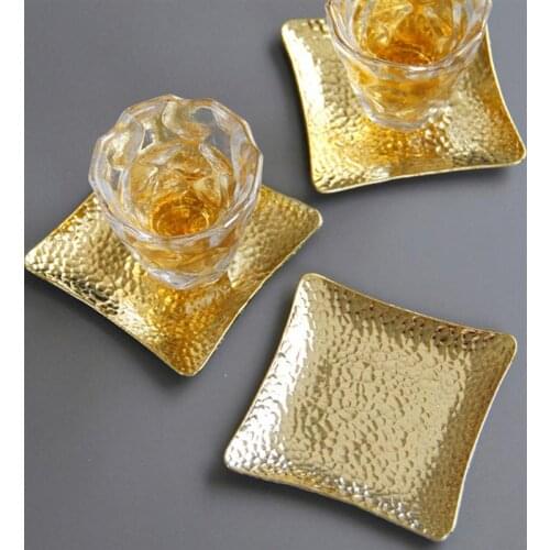 1pc Metal Coaster Cup Holder Protect Heat Resistant Mats Cup Tray Coaster Copper Square Coaster